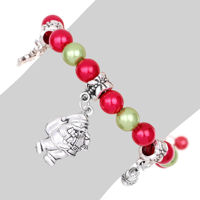 Wholesale Christmas Bracelet Alloy  Bell Snowflake Beaded Bracelet Christmas Gift