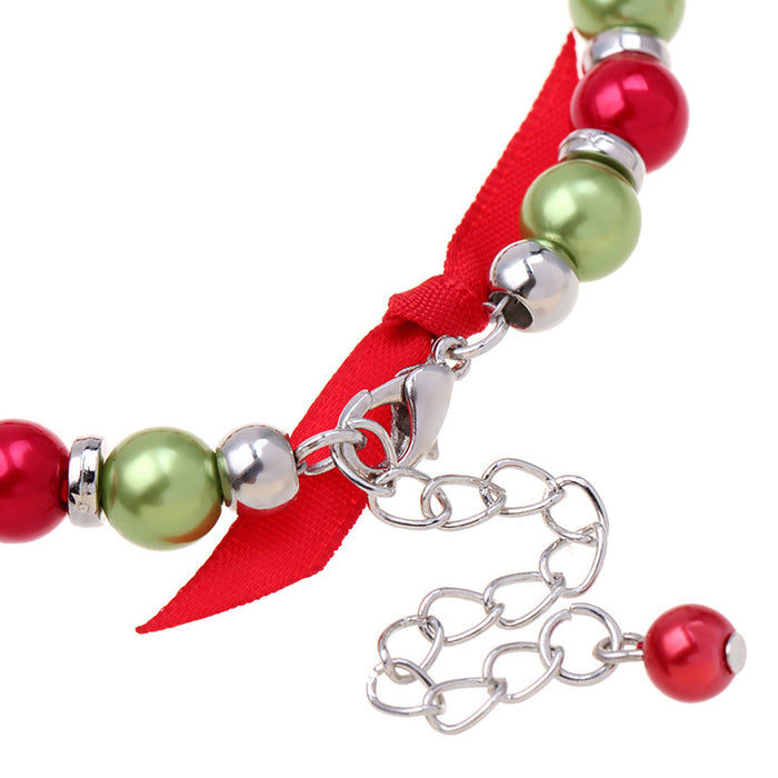 Wholesale Christmas Bracelet Alloy  Bell Snowflake Beaded Bracelet Christmas Gift