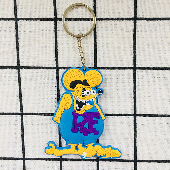 Wholesale PVC Mouse Double-sided Soft Glue Keychain Cartoon Anime Drop Plastic Keychain Wholesale Key Accessories JDC-KC-Hual007