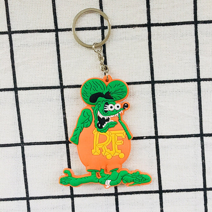 Wholesale PVC Mouse Double-sided Soft Glue Keychain Cartoon Anime Drop Plastic Keychain Wholesale Key Accessories JDC-KC-Hual007