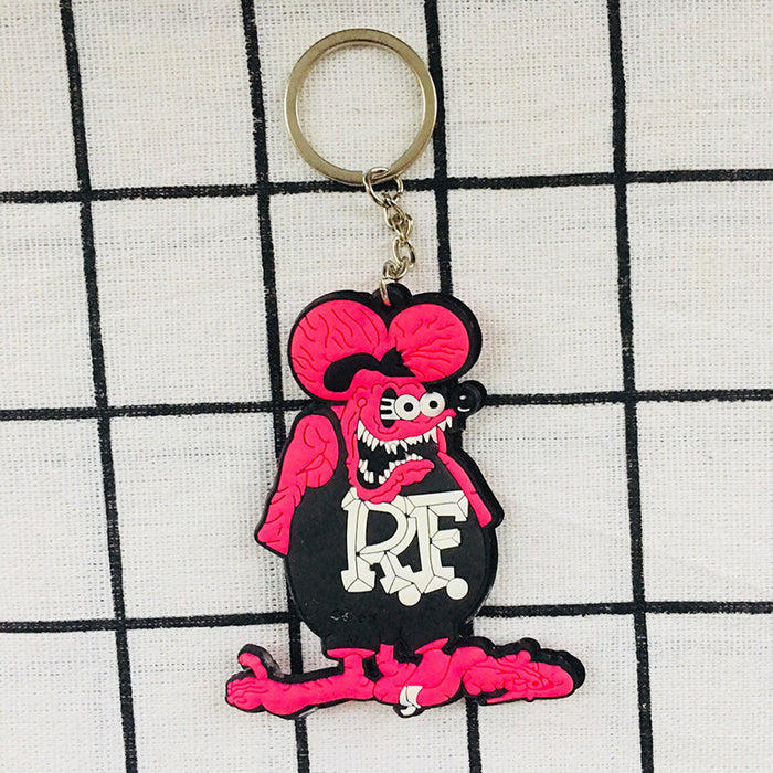 Wholesale PVC Mouse Double-sided Soft Glue Keychain Cartoon Anime Drop Plastic Keychain Wholesale Key Accessories JDC-KC-Hual007