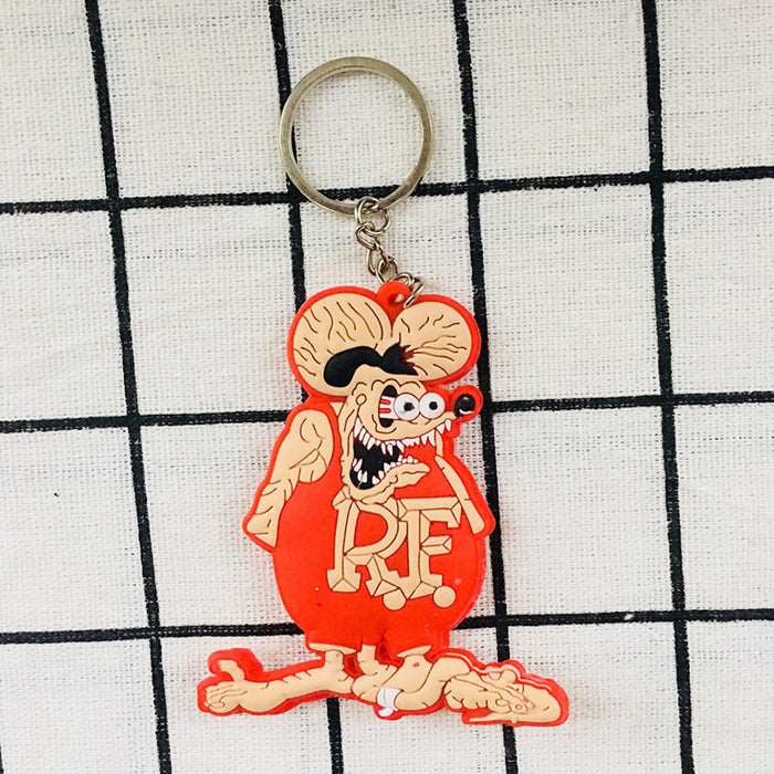 Wholesale PVC Mouse Double-sided Soft Glue Keychain Cartoon Anime Drop Plastic Keychain Wholesale Key Accessories JDC-KC-Hual007