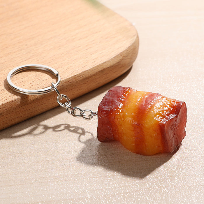 Wholesale PVC Simulated Food Keychain Charms Realistic Chicken Wing Roast Duck And Braised Pork Pendant MOQ≥5