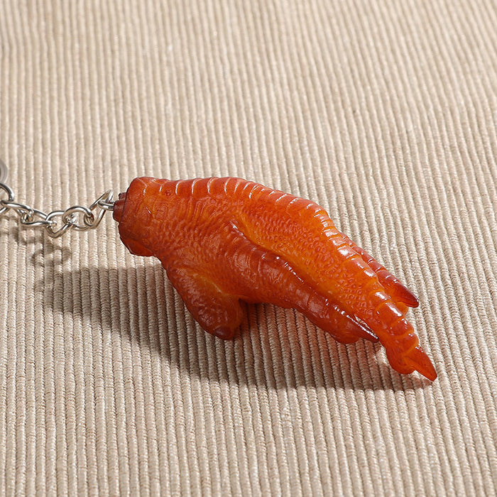 Wholesale PVC Simulated Food Keychain Charms Realistic Chicken Wing Roast Duck And Braised Pork Pendant MOQ≥5