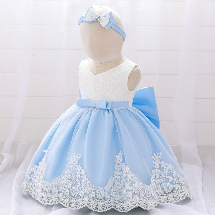 Wholesale Baby One-year-old Dress New Full Moon Dress Female Mesh Printing Send Bow Baby Dress Skirt JDC-CTS-ASQ002