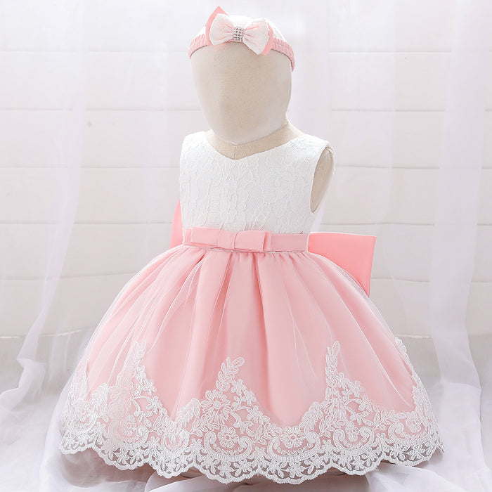 Wholesale Baby One-year-old Dress New Full Moon Dress Female Mesh Printing Send Bow Baby Dress Skirt JDC-CTS-ASQ002