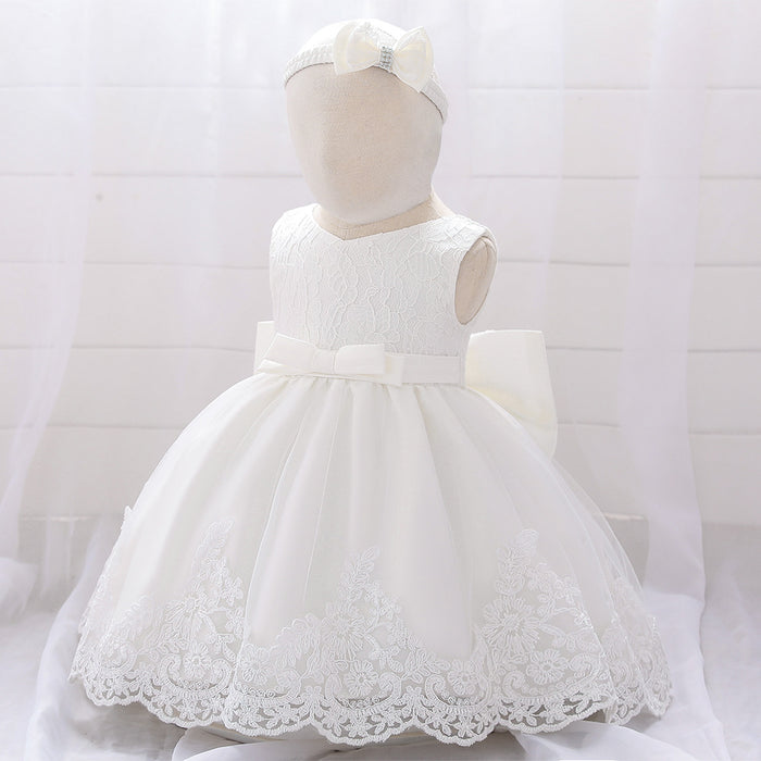 Wholesale Baby One-year-old Dress New Full Moon Dress Female Mesh Printing Send Bow Baby Dress Skirt JDC-CTS-ASQ002