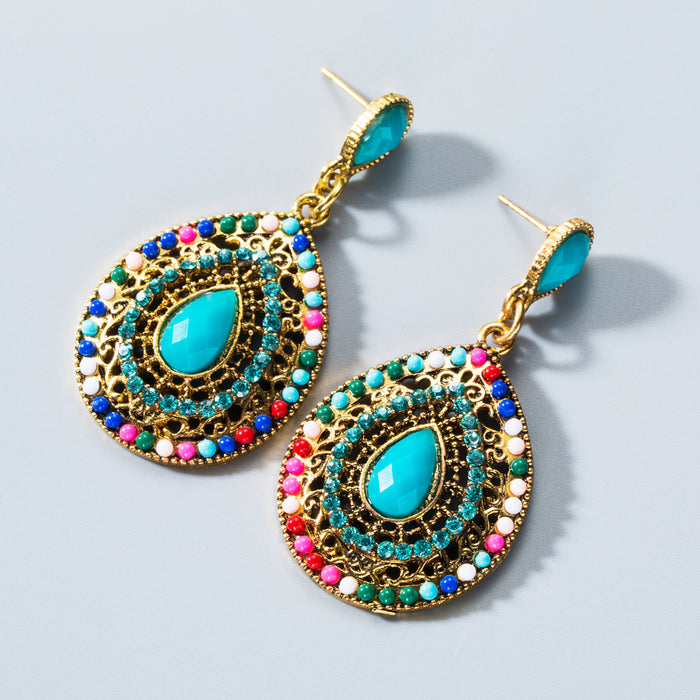 Wholesale Turquoise Vintage Drop Diamond Earrings Teardrop Dangle Jewelry Accessory