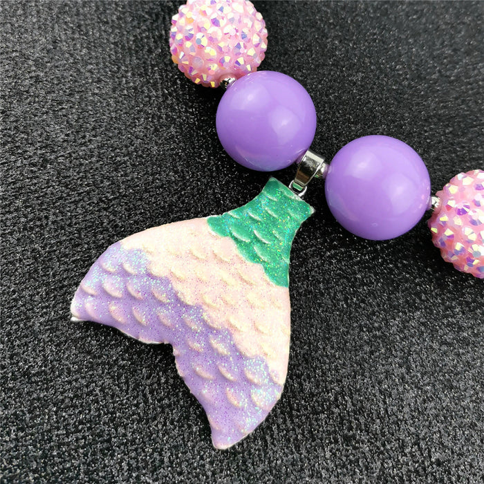 Wholesale Fishtail Colorful Pearl Mermaid Kids Necklace JDC-NE-ShengXi006