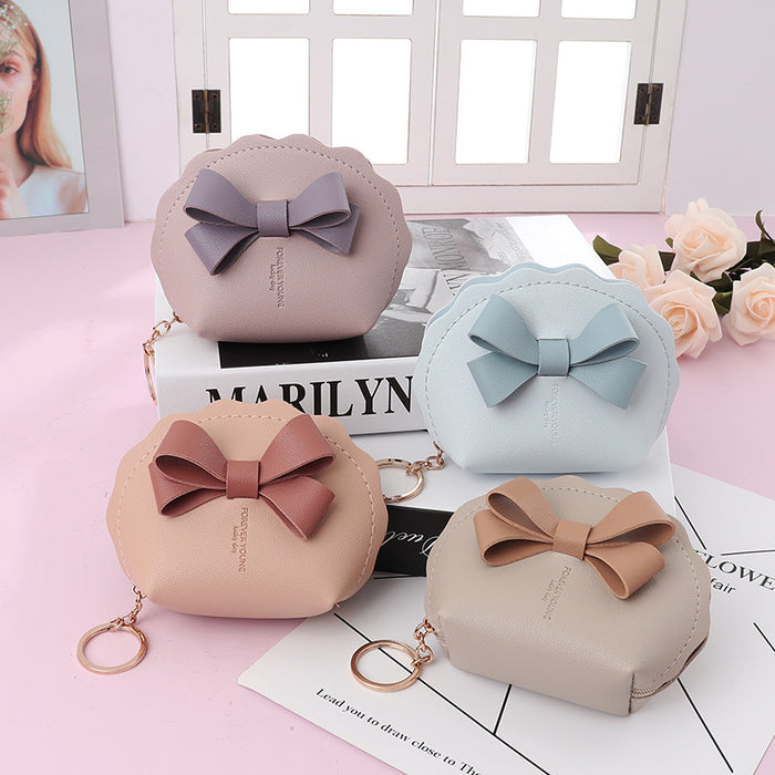 Wholesale Trendy Bow PU Leather Wallet Zipper Coin Purse Portable Boutique Gift For Women