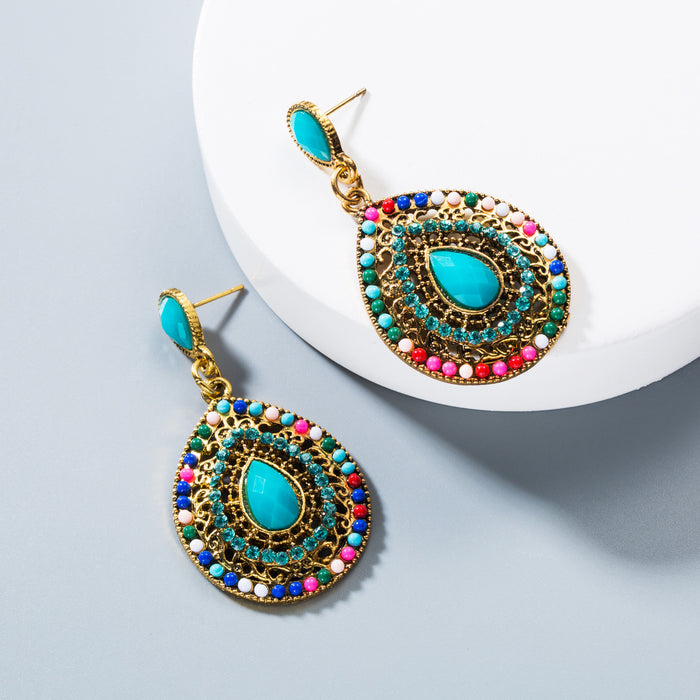 Wholesale Turquoise Vintage Drop Diamond Earrings Teardrop Dangle Jewelry Accessory