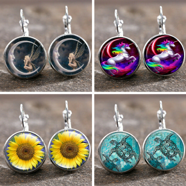 Wholesale Time Stone Pendant Moon Angel Earrings DIY Alloy Earrings Earrings Buckle