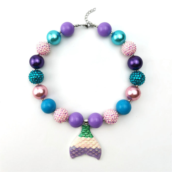 Wholesale Fishtail Colorful Pearl Mermaid Kids Necklace JDC-NE-ShengXi006