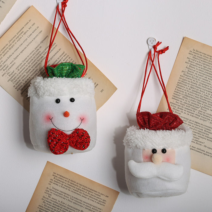 Wholesale Christmas Decoration Supplies Linen Drawstring Pocket Apple Old Man Candy Children' s Gift Christmas Tree