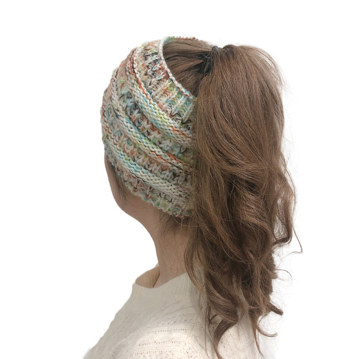 Wholesale Hat Acrylic Warm Colorful Ponytail Knit Beanie Beanie JDC-FH-YiXun004