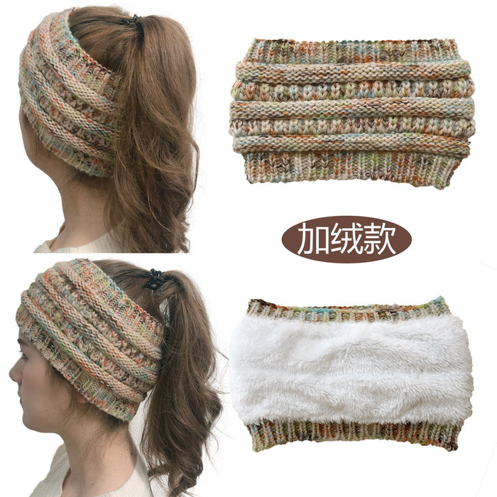 Wholesale Hat Acrylic Warm Colorful Ponytail Knit Beanie Beanie JDC-FH-YiXun004