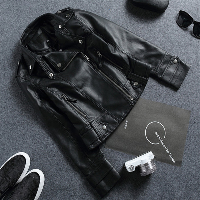 Wholesale New Slim Fit Lapel Leather Jacket Women's Short Jacket Women's PU Jacket Motorcycle Suit Women's Clothing JDC-CTS-ZX007