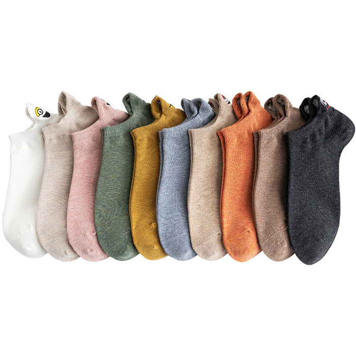 Wholesale Low cut short socks, personalized cartoon embroidery socks, boat socks