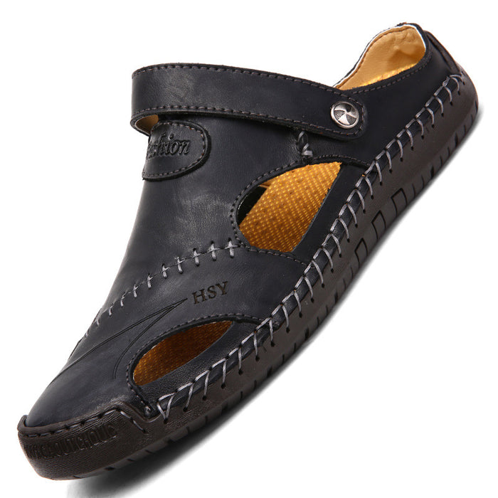 Wholesale Sandals Men Beach Shoes Rubber Leather JDC-SD-DJL001