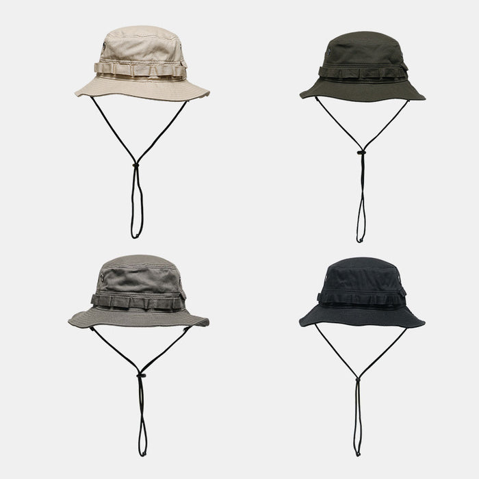 Wholesale Outdoor fishing sun hat, breathable fisherman hat, folding basin hat, drawstring hat