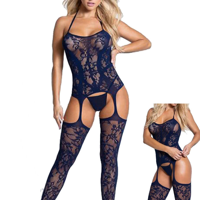 Wholesale Nylon Jacquard Stockings Pajamas JDC-PJ-YueDie001