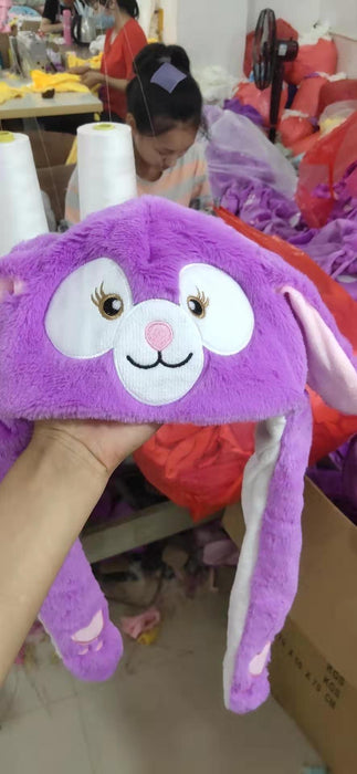 Wholesale Glowing bunny hat with moving ears cute plush warm hat
