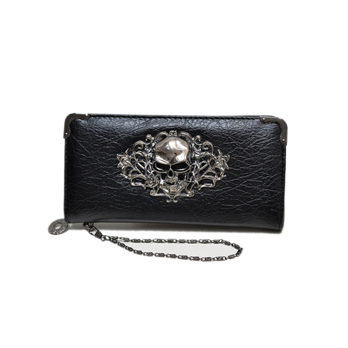 Wholesale PU Skull Design Wallet Street Trend Unisex Handbag Phone Pouch