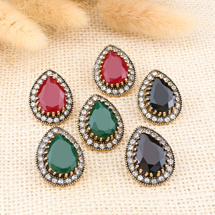 Wholesale  jewelry retro  earrings drop-shaped inlaid resin rhinestone earrings