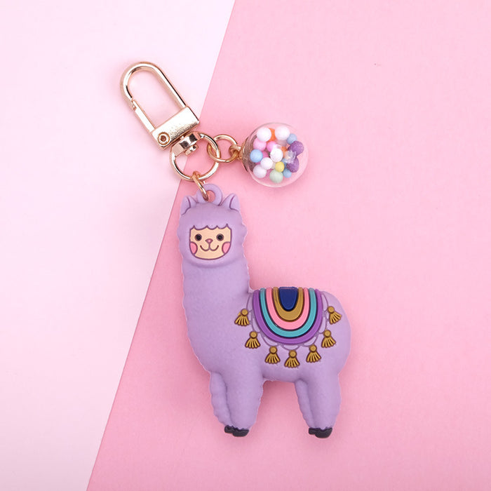 Wholesale Three-dimensional Drip Glue Alpaca Keychain JDC-KC-QMou024