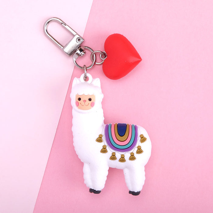 Wholesale Three-dimensional Drip Glue Alpaca Keychain JDC-KC-QMou024