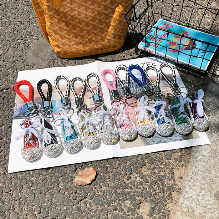 Wholesale Diamond Glitter Canvas Shoes Keychain JDC-KC-LX054