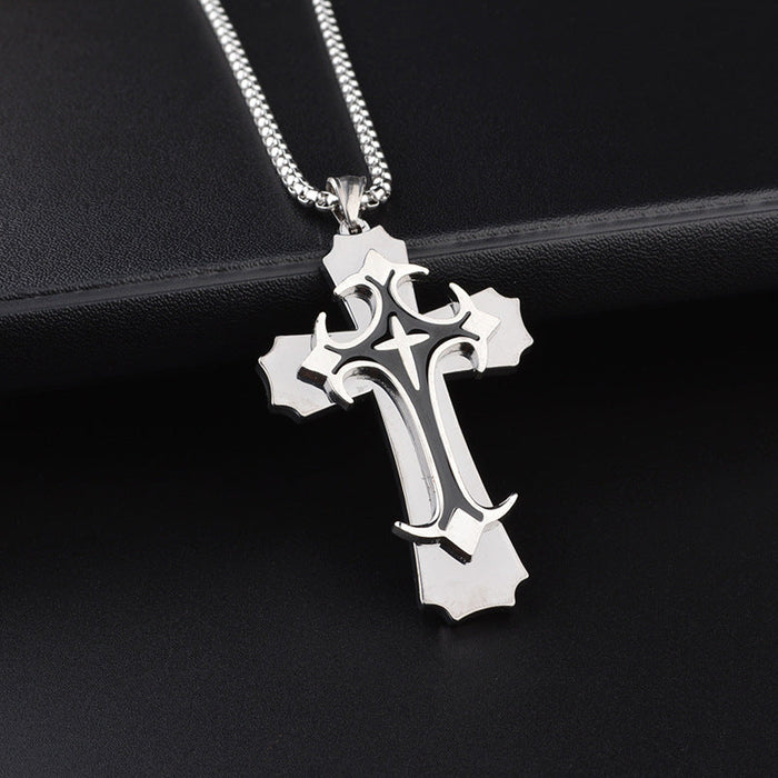 Wholesale Necklace Titanium Steel Cross Pendant Hip Hop Sweater Chain (F) JDC-NE-DongD001