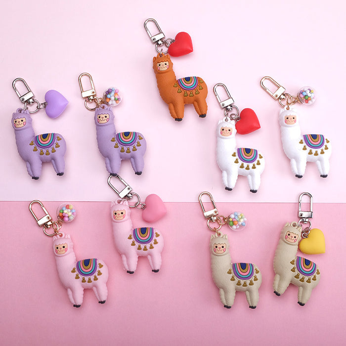 Wholesale Three-dimensional Drip Glue Alpaca Keychain JDC-KC-QMou024