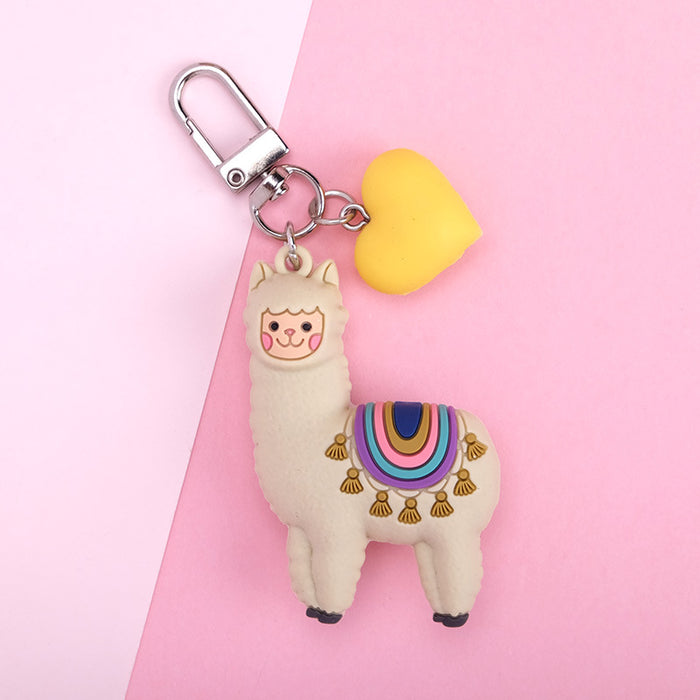 Wholesale Three-dimensional Drip Glue Alpaca Keychain JDC-KC-QMou024