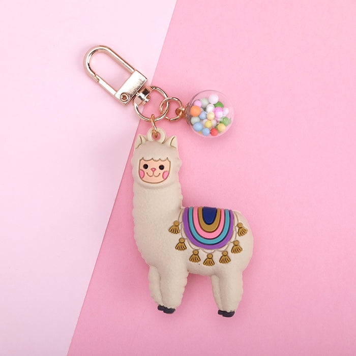 Wholesale Three-dimensional Drip Glue Alpaca Keychain JDC-KC-QMou024