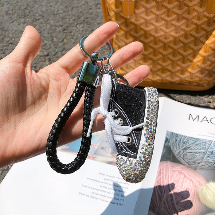 Wholesale Diamond Glitter Canvas Shoes Keychain JDC-KC-LX054