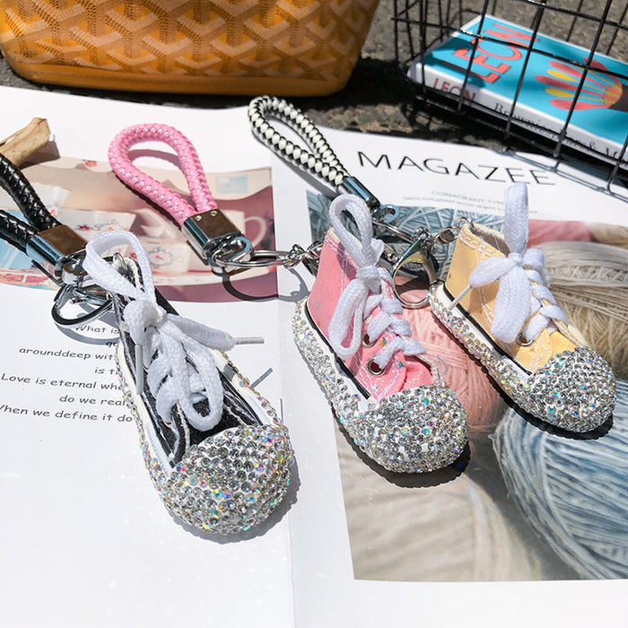 Wholesale Diamond Glitter Canvas Shoes Keychain JDC-KC-LX054