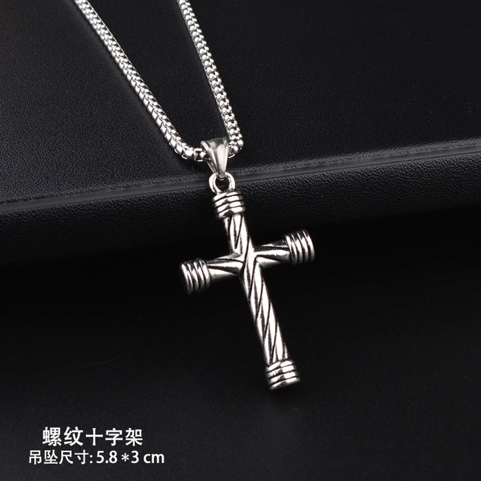 Wholesale Necklace Titanium Steel Cross Pendant Hip Hop Sweater Chain (F) JDC-NE-DongD001