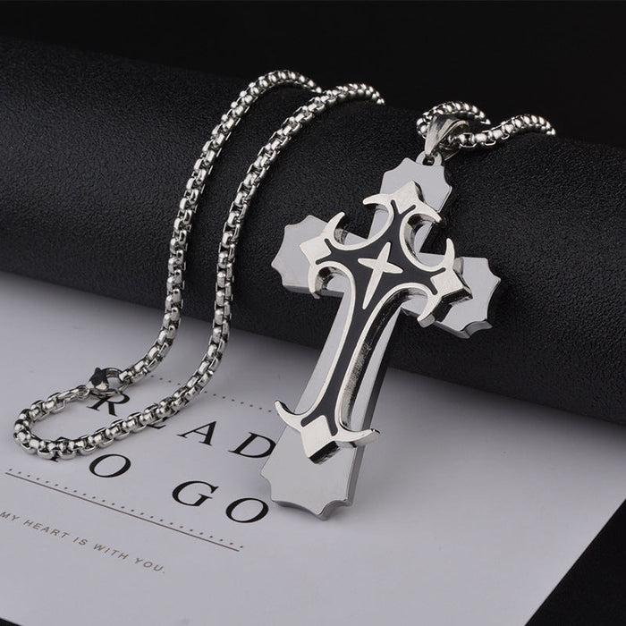 Wholesale Necklace Titanium Steel Cross Pendant Hip Hop Sweater Chain (F) JDC-NE-DongD001