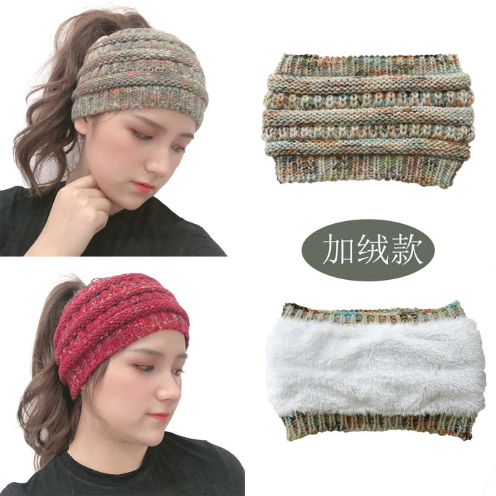 Wholesale Hat Acrylic Warm Colorful Ponytail Knit Beanie Beanie JDC-FH-YiXun004