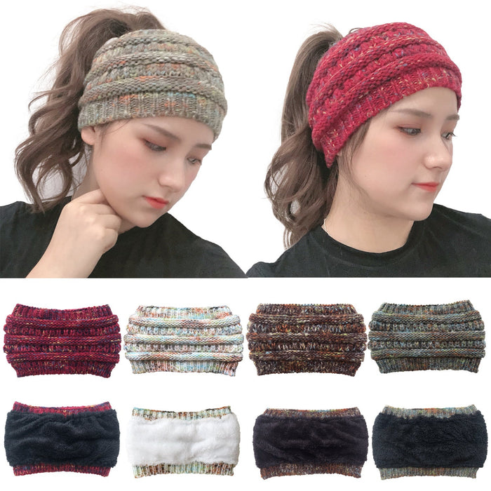 Wholesale Hat Acrylic Warm Colorful Ponytail Knit Beanie Beanie JDC-FH-YiXun004