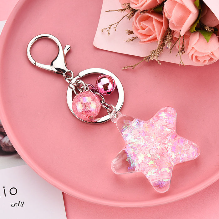 Wholesale Acrylic Keychain Pentagram Oil-Filled Keyring