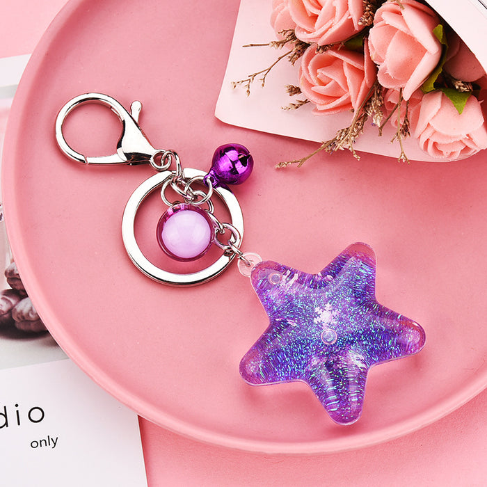 Wholesale Acrylic Keychain Pentagram Oil-Filled Keyring