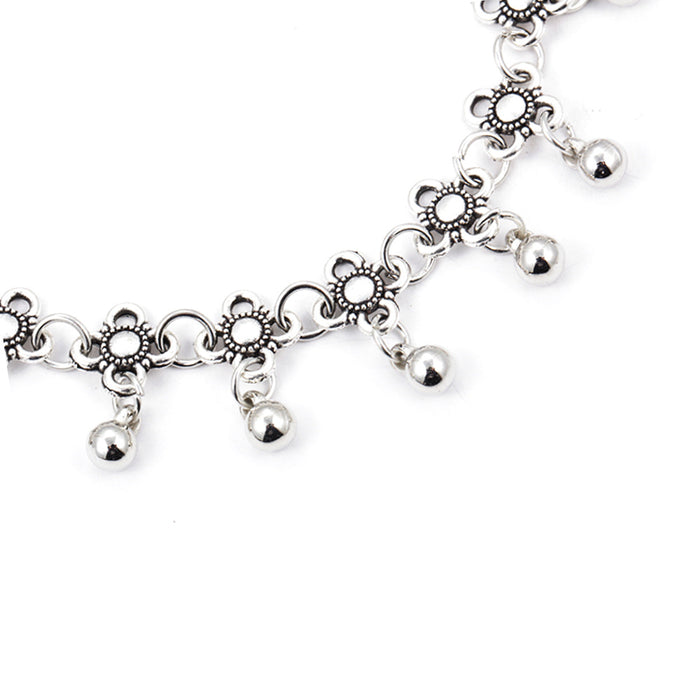 Wholesale Silver Metal Bell-Shaped Anklet,  Ethnic Style Fashion Accessory Beach Gift MOQ≥2