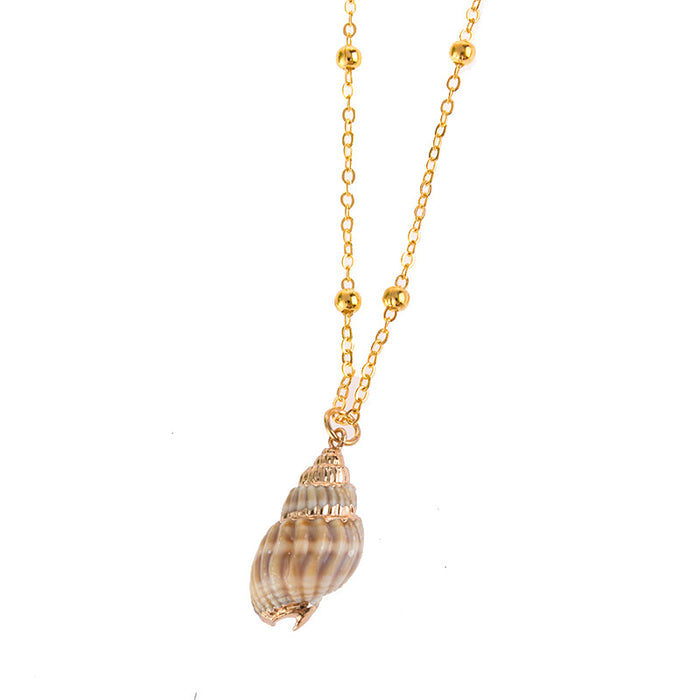 Wholesale Gold edged conch and seashell necklace