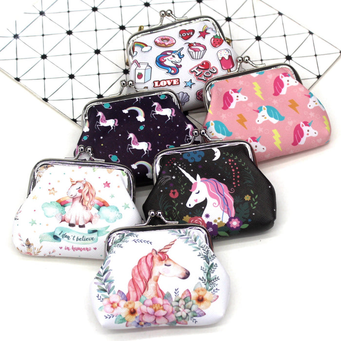 Wholesale Unicorn Print Coin Purse Cartoon Pegasus Student Coin Bag Ladies Small Wallet Children's Hand-held Creative Wallet JDC-WT-QW007