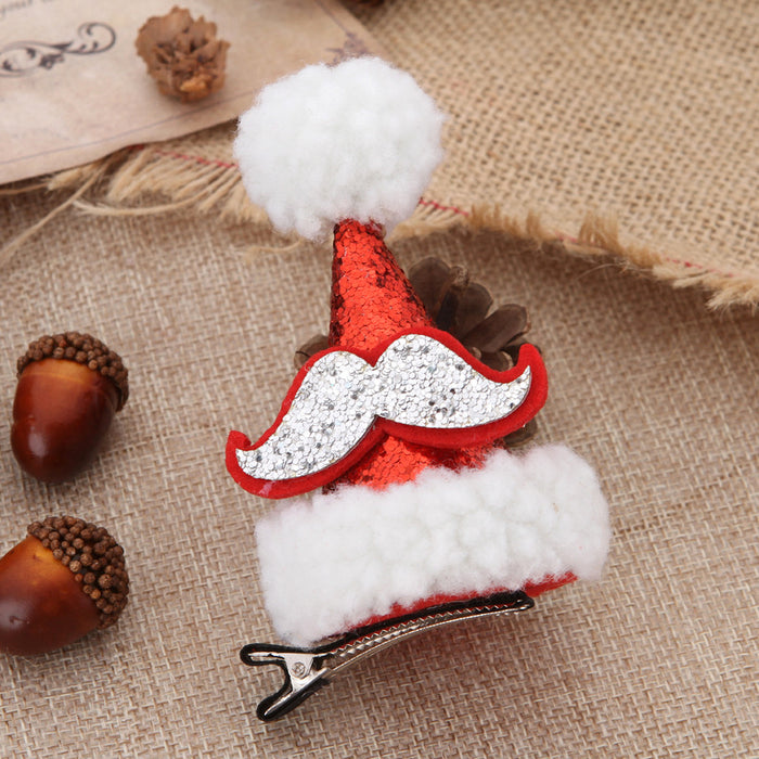 Wholesale Cute Christmas Hat Hairpins for Sequin Hat Duckbill Clip Cartoon Hairpins Headdress Christmas Hairpins