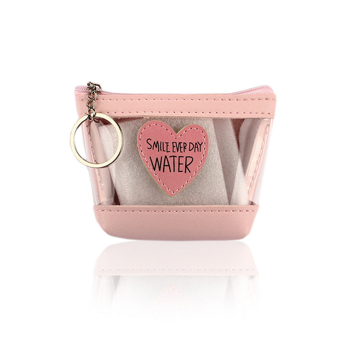 Wholesale Pink Girl's Heart Transparent Love Jelly Coin Purse Style Square Data Cable Headset Waterproof Storage Bag