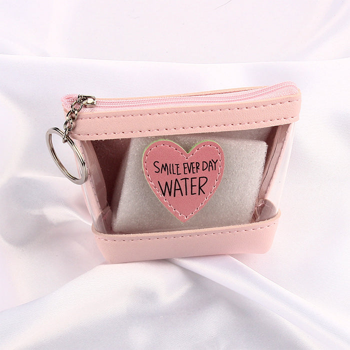 Wholesale Pink Girl's Heart Transparent Love Jelly Coin Purse Style Square Data Cable Headset Waterproof Storage Bag