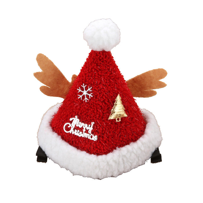 Wholesale Christmas Hat Hairpin Cute Plush Hat Duckbill Clip Citrine Party Dress up Hairpin Headdress
